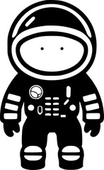 Astronaut - Black and White Isolated Icon - Vector illustration