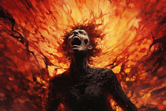 Illustrated concept of insanity and madness