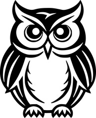 Owl - Black and White Isolated Icon - Vector illustration