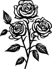 Roses | Black and White Vector illustration