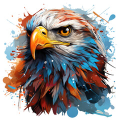 An eagle t-shirt design in a contemporary abstract style, graffiti, vector sticker art, t-shirt design, Generative Ai