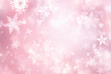Pink light snowflakes abstract Christmas background. Generative AI