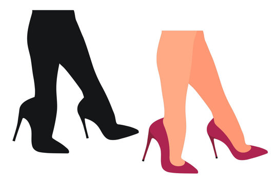 Sketchy image of the silhouette of womens shoes. Shoes stilettos, high heels