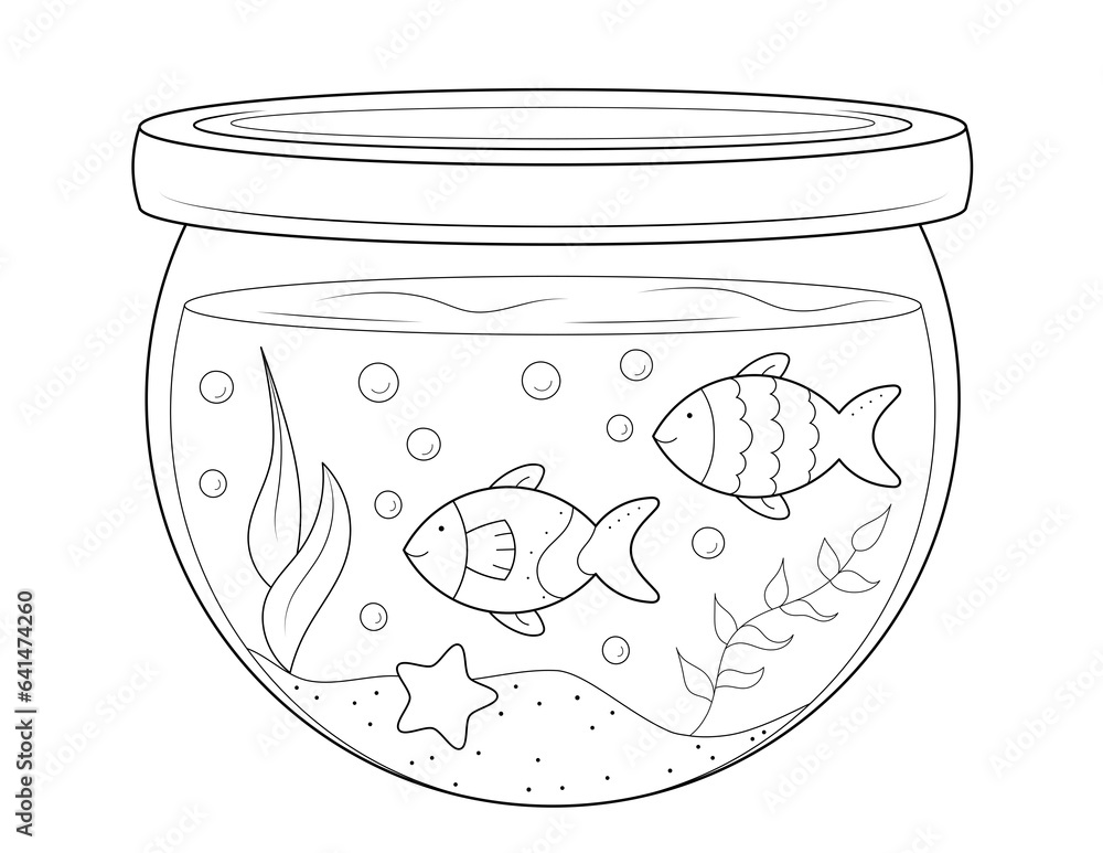 Sticker fishbowl coloring page. you can print it on 8.5x11 inch paper - Stickers