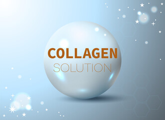 Light collagen serum or essence bubble, gluta cosmetic product advertising background. Collagen serum or essence drop, cosmetic advertising background, 3d