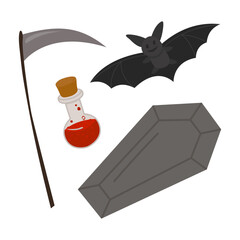 Set of cartoon design Dracula Halloween elements 