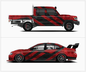 Pick up wrap design vector. Graphic abstract stripe racing background kit designs for wrap vehicle