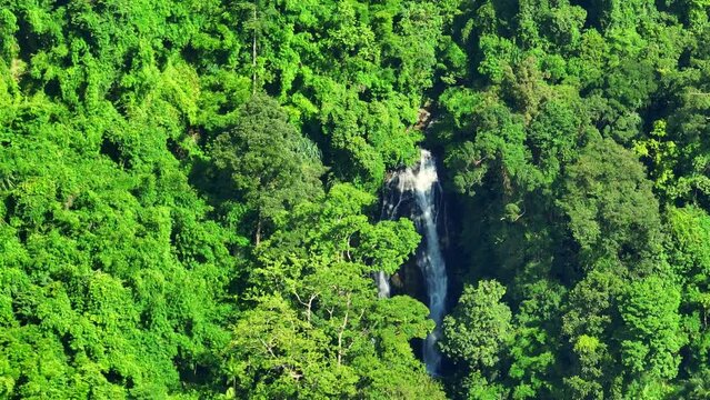 The drone's aerial view of Waterfall encapsulates the majesty of nature's forces at work, providing viewers with a unique and privileged glimpse into the raw beauty of this natural wonder. 
