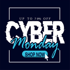 Blue neon colored cyber monday sale promotion template Vector