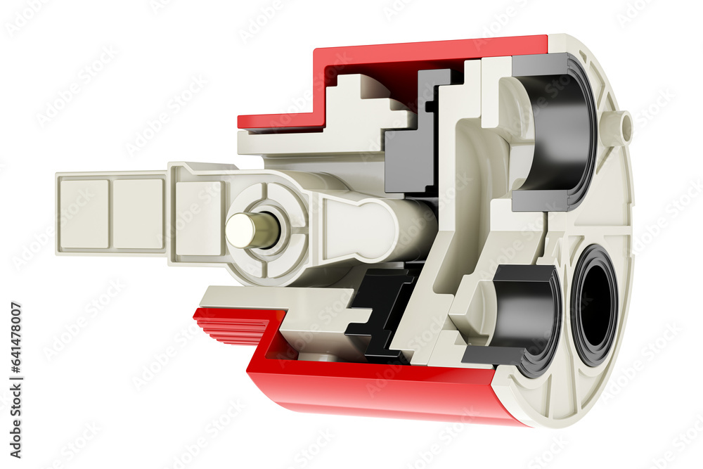 Poster cross-section of replacement faucet cartridge. 3d rendering isolated on transparent background