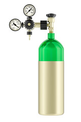 Gas cylinder, oxygen tank. 3D rendering isolated on transparent background