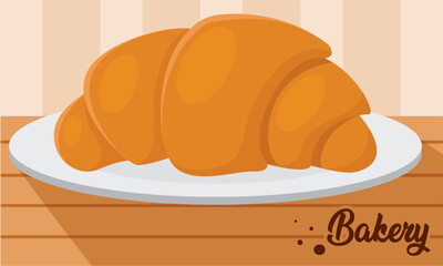 Isolated french croissant bakery product on a table Vector