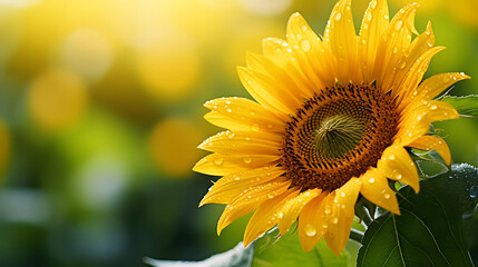 sun flower on blurred greenery tree background