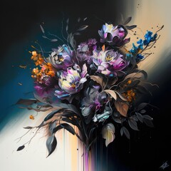 Bunch of Flowers Transformed with Spray Paint and Oil: A Captivating Artistic Creation