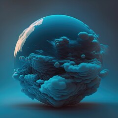 Blue Serenity: A Low-Energy Calm in a 4K Ultra-Detailed Octane Render of a Cucumber Sphere