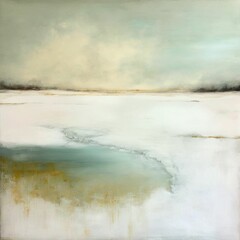 Toebiter's Minimalist Landscape: A Study in Oil and Cold Wax Abstraction