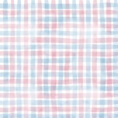 Pink Blue Gingham Check Hand Drawn Background