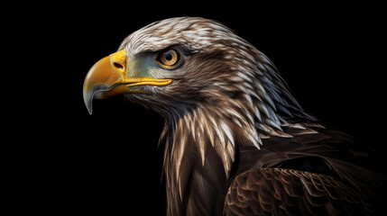 Obraz premium eagle head closeup with dark background generative ai