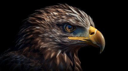 Obraz premium eagle head closeup with dark background generative ai