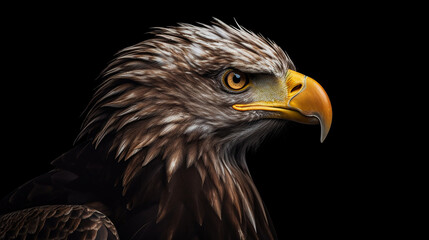 eagle head closeup with dark background generative ai