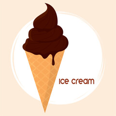Isolated colored chocolate ice cream sketch icon Vector