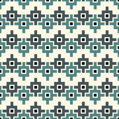 Chakana inca crosses seamless pattern. Ethnic embroidery print. Ornamental folk wallpaper. Native american ornament