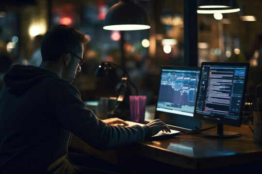 A person works on coding and programming tasks, embracing the dynamic nature of technology for career advancement. Generative Ai.