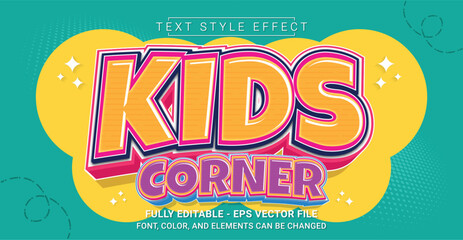 Kids Corner Text Style Effect. Editable Graphic Text Template.
