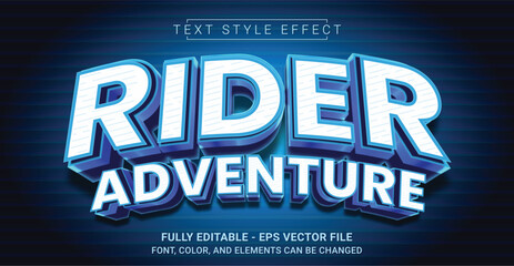Rider Adventure Text Style Effect. Editable Graphic Text Template.
