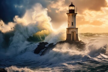 a lighthouse in the ocean