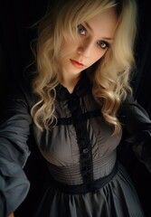 Naklejka premium a woman taking a selfie