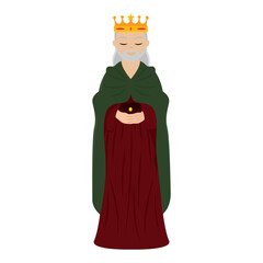 Isolated colored wise man character christmas manger Vector