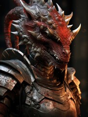Fototapeta na wymiar a red dragon in armor