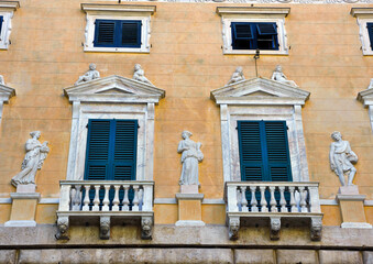 Fototapeta na wymiar ancient buildings in the historic center of Genoa Italy