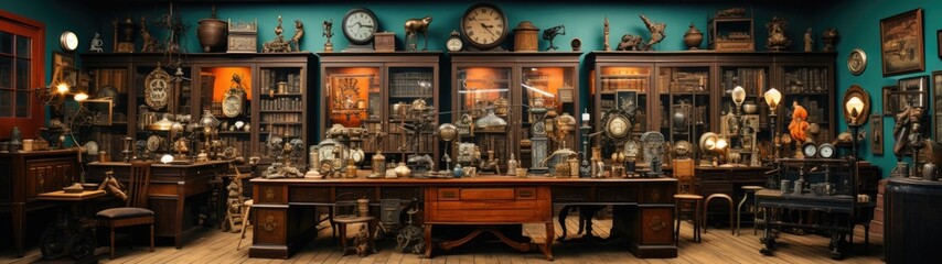 a large display of antique objects