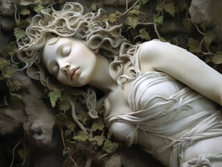 a statue of a woman lying down