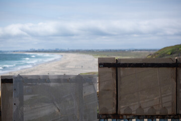 From Tijuana, looking over the US and Mexico border wall towards San Diego, on the United States...
