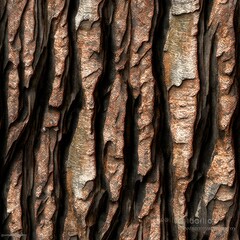 Tileable Jungle Tree Bark Texture: A Digital Photograph with Naturalistic Detail and Earthy Tones for Seamless Design Integration