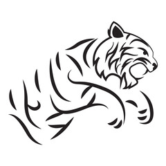 Isolated asian outline of a tiger Vector