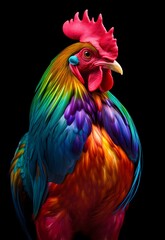 Pportrayal of a cockerel, with bold colors and clean lines that capture its vibrant nature.