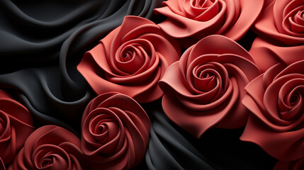 red roses on black background HD 8K wallpaper Stock Photographic Image