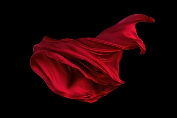 Captivating Red Fabric in Mid-Air: A Stunning Display of Movement and Texture on a Dark Background - obrazy, fototapety, plakaty