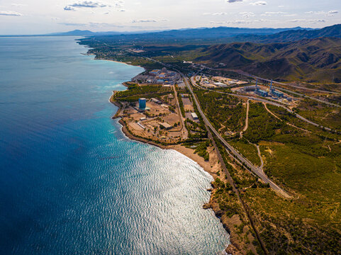 Aerial view of Central Nuclear Vandell&ograve;s station near Tarragona in Spain
