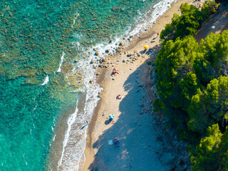 Aerial view of Roca del torn, naturist beach and resort near Tarragona in Spain