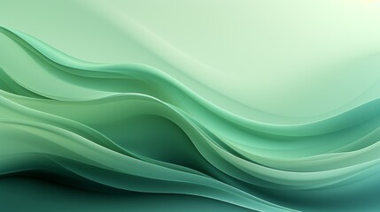 A soft green abstract background with gradient waves. Generative AI. 