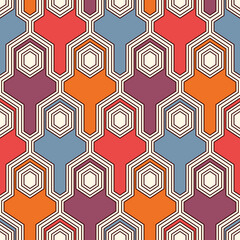 Ethnic seamless surface pattern. Repeated interlocking geometric figures. Tribal wallpaper. Native americans ornamental abstract background. Geo digital paper, textile print. Vector art