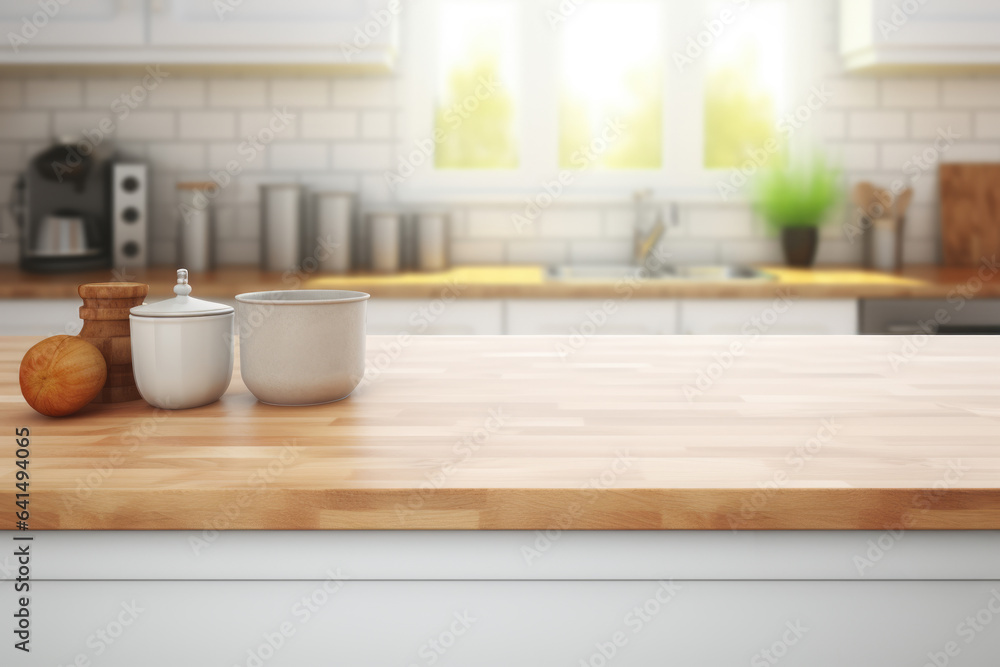 Poster simple and practical kitchen counter with two cups. this image can be used to depict cozy home envir