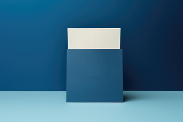 Simple image of blue and white box placed on blue surface. This versatile picture can be used for various purposes.