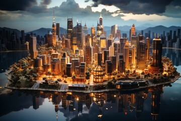 Obraz premium 俯瞰した都市風景,Generative AI AI画像
