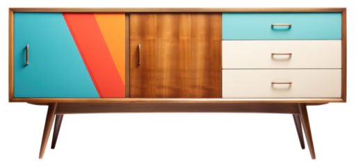 Mid century sideboard isolated. Retro vintage sideboard illustration.